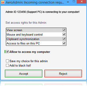 Anfrage für Remote-Verbindung